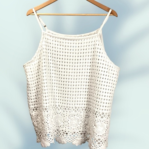 Maurices Plus Size Floral Crochet Front Tank Top, White - Size 2X - Picture 2 of 10